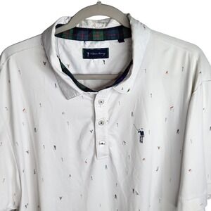 William Murray Polo‎ Shirt Men's XL White Golf Print Casual Novelty Preppy